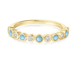 Silver & 14K Gold Plated Bezel Set Ring w/ Created Turquoise - Size 8.25
